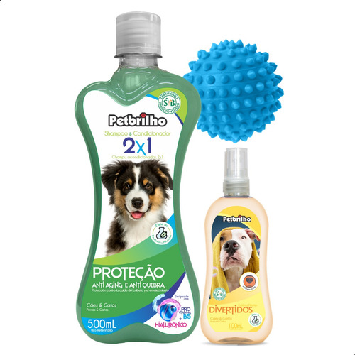 Kit Shampoo E Colônia Petbrilho Cães Gatos 2x1 + Brinquedo