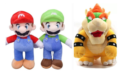 Peluche Bowser Koopa + Mario Bros Y Luigi Bros De 25cm