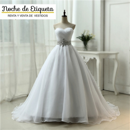 Vestido De Novia Corte Princesa Organza Strapless Corazon
