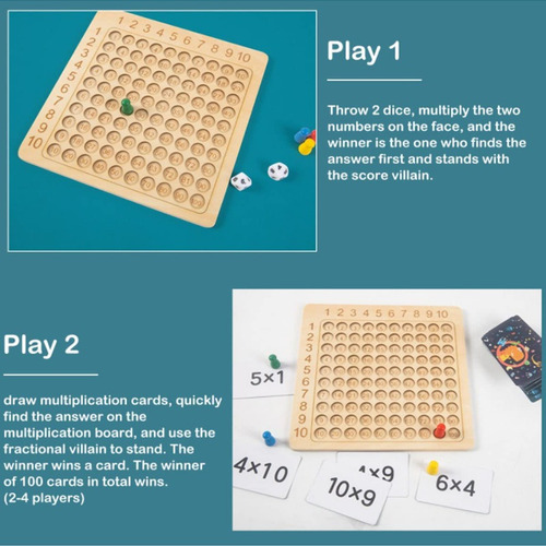 // Montessori Tabla De Madera Matemática Multiplicar Tabla