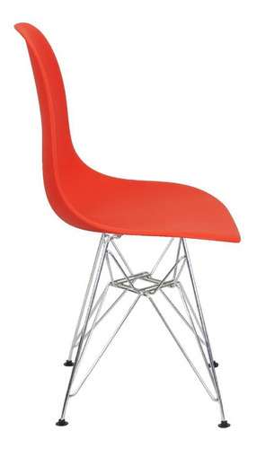 Cadeira Charles Eames Eiffel Base Metal Cromado Vermelha