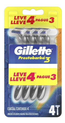 Aparelho de Barbear Presto3 Regular Gillette Leve 4 Pague 3