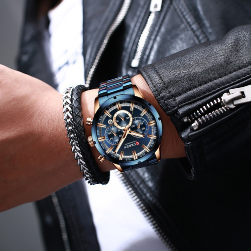 Imagen 10 de 10 de Reloj Hombre, Reloj Curren 8355, Cronografo + Caja De Lujo