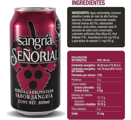 Sangria Señorial Lata 355 Ml. (12 Pzs,)