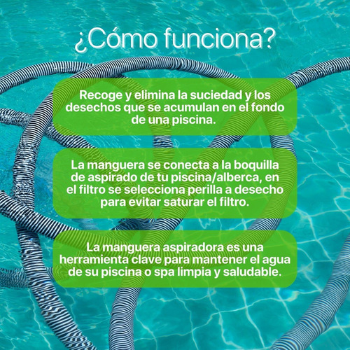 Manguera Flexible 12 Metros Panda Para Aspirar Piscinas Color Azul