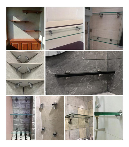 Soporte De Cristal For Estantes, Sujetadores Cepillado