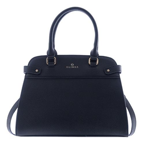 Bolsa Satchel Olimba Para Dama Mediano 9928 Negro Lisa Oro