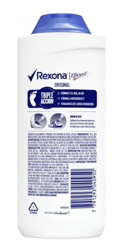 Rexona Talco Polvo Original Para Pies Efficient 200 Gr