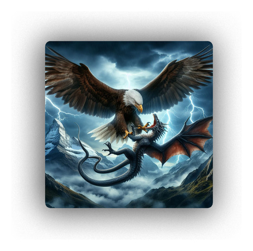 Mousepad Aguila Dragon Pelea En Montañas Arte M1
