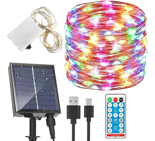 Solar String Lights Outdoor 72ft 200led Waterproof Copper Wi