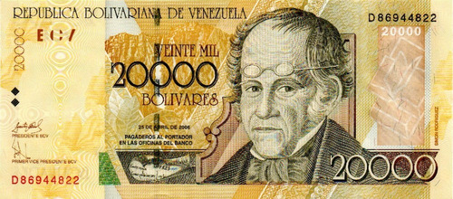 Billete 20000 Bolívares 25 De Abril 2006 Serial D8 