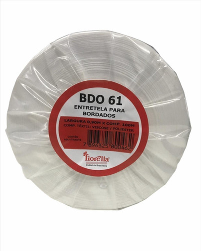 Entretela Bdo 61 Bordado Firorella 90cm X 100m Rasgo Fácil Cor Branco