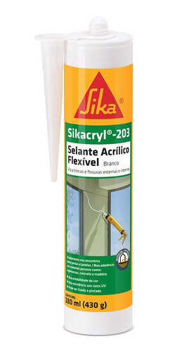 Imagem 1 de 5 de Selante Para Trincas Em Paredes Sikacryl 203 Ct 280ml