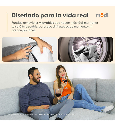 Sala Seccional Modular Esquinera De 6 Plazas + Pillow Pack Gris Claro Liso