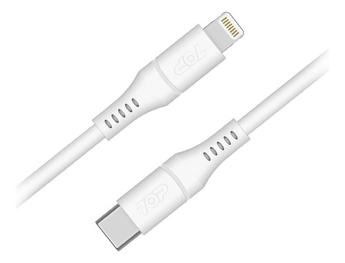 Cable Usb-c A Lightning Datos Carga Rápida iPhone Color Blanco