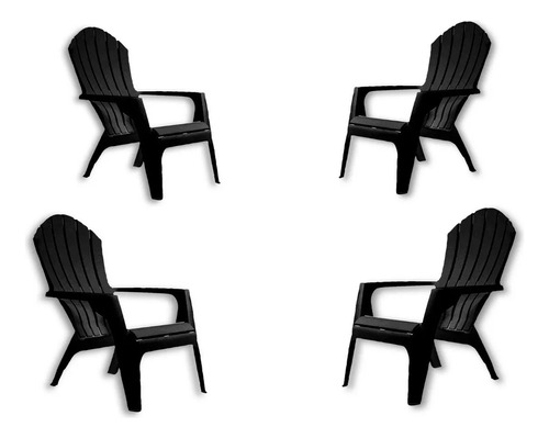 Combo 4 Sillas Sillon Miami Negro Mascardi Plastico