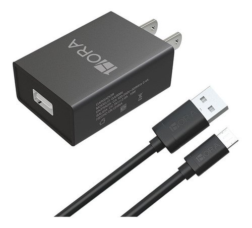 Cargador Usb Con Cable Micro-usb Cargador Carga Rápida Negro