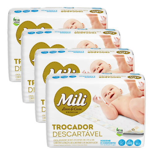 Trocador Descartável Mili Love & Care - Kit 4 Pacotes C/ 5un