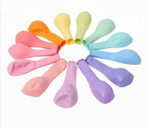 Bolsa 100 Globos Látex Pastel R10 Colores Surtidos