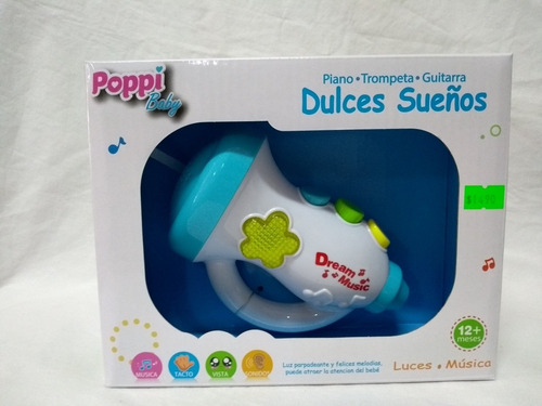Musical Dulce Sueños Piano Guitarra Trompeta A Pilas Luz