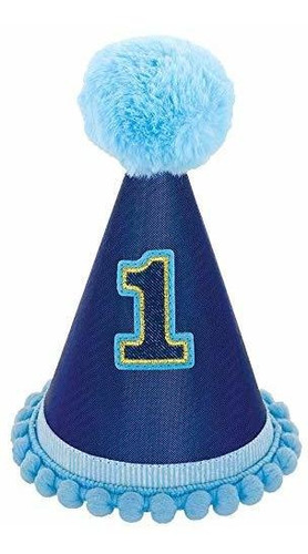 Amscan 250959 Gorro De Fiesta Infantil Con Pompones Azules, 