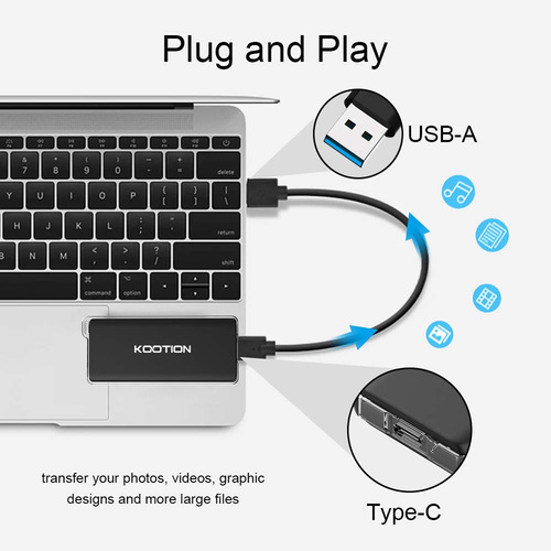 Kootion Disco Duro Externo Portatil Ssd 120 Gb Unidad Estado