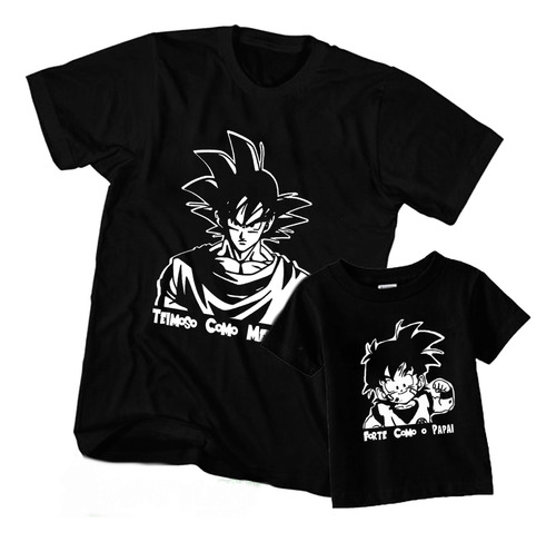 Kit Tal Pai Tal Filho Body E Camiseta Papai Dragon Ball Z