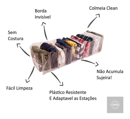 05 Colmeias Organizadoras De Gaveta Tamanho P 13x10x40