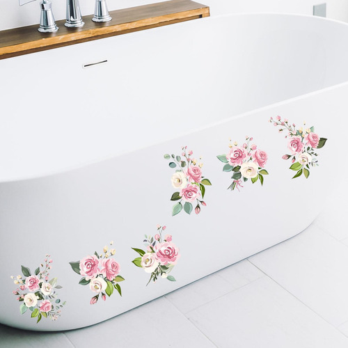 6 Piezas De Calcomanías De Flores Para Pared, Elegantes Y