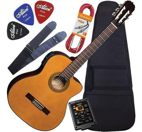 Kit Violão Eletroacústico Cordas Nylon Eq Promix Ch800 Eagle