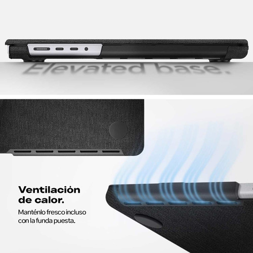 Case Spigen Negro Para Macbook Air 15 M3 (2024), M2 (2023)