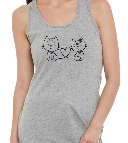 Musculosa Amor Gatos Cola Forma De Corazon