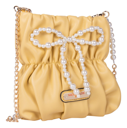 Bolsa De Fiesta Luana Nicole Lee Con Cadena Y Perlas Fw22 Color Amarillo