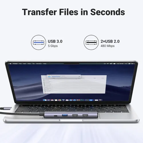 Adaptador Usb-c Ugreen, Hdmi 4k, 5 Puertos, 3 Puertos Usb-a