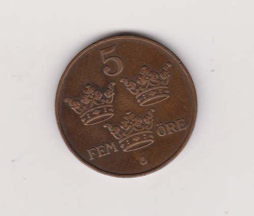 Moneda Suecia 5 Ore Año 1912 Muy Bueno