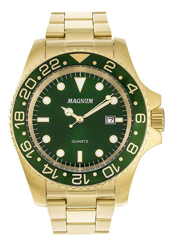 Relógio De Pulso Magnum Masculino Dourado Ma32934g - 10 Atm