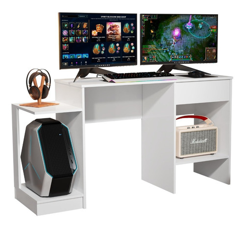 Mesa Escritorio Gamer Con Nicho Y Cajón Multimuebles