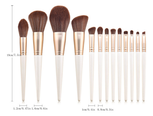 Set De 13 Brochas De Maquillaje Pl White Brush Shadow Br 925