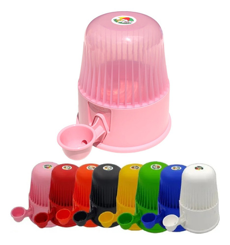 Bebedouro Pote De Agua 2l Para Cães De Pelos Longos Pet Shop Cor Rosa/Transparente