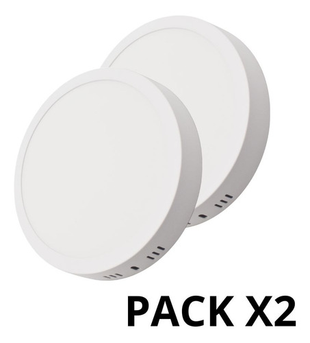 Lampara Led Superficial 12w Redondo 6500k Pack 2u.