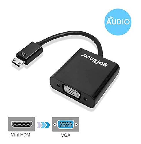 Imagen 2 de 6 de Minihdmi To Vga Adapter With Audio(black) & 3 Ft Micro Usb