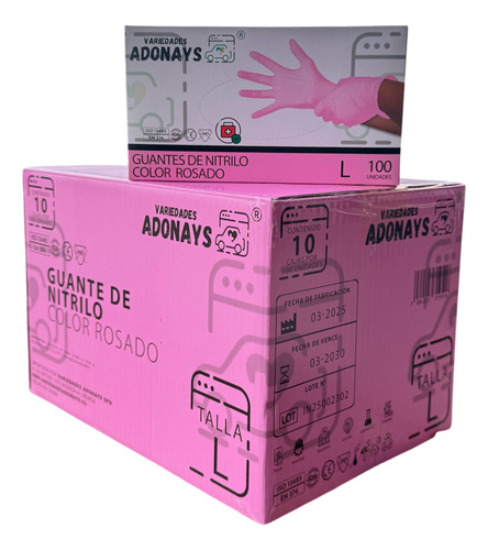 Guante De Nitrilo Rosados Caja De 100 Uds -seleccionar Talla