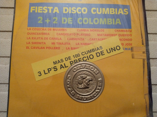 Fiesta Disco Cumbias 2+2 De Colombia,3lps, 100 Cumbias.