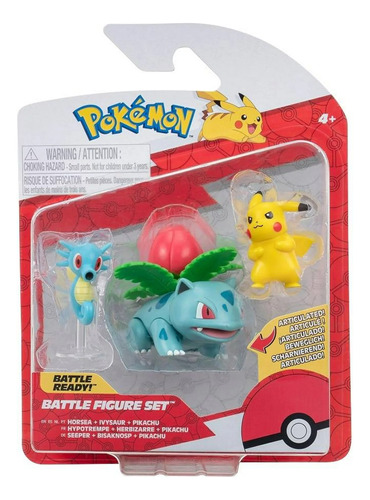 Pokemon Horsea + Ivysaur + Pikachu Battle Figure Set Wct