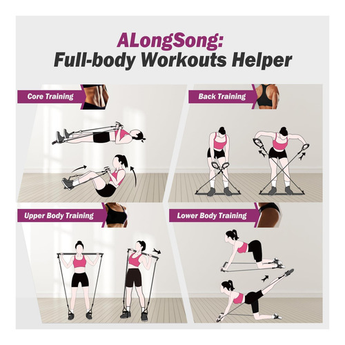 Kit De Bar De Pilates A Lo Largo Con Bandas De Resistencia,