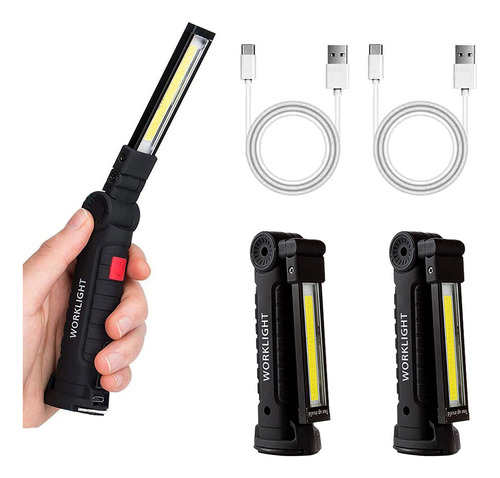 Uz Trabajo Led Luz Usb Cob Linterna Base Magnetica Gancho °