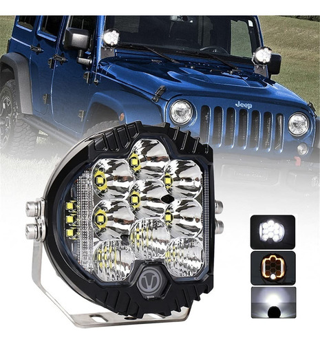 Faro Led Redondo De 50w 5 Pulgadas Para Jeep