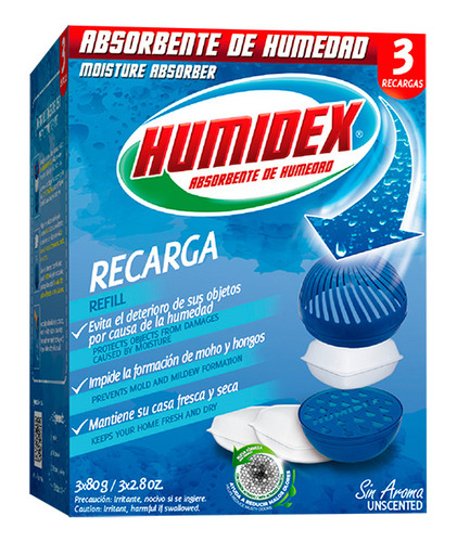 3 Recargas Vaso Mini Humidex - Absorbente Humedad Sin Aroma