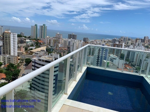 Imagem 3 de 21 de Com Ambientes Amplos, Piscina Com Vista Mar Essa Bela Cobertura Triplex A Venda No Costa Azul - Ap1043luz