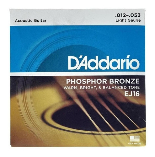 Daddario Cuerdas  12/53 Phosphor Bronze Ej-16 Envio Gratis